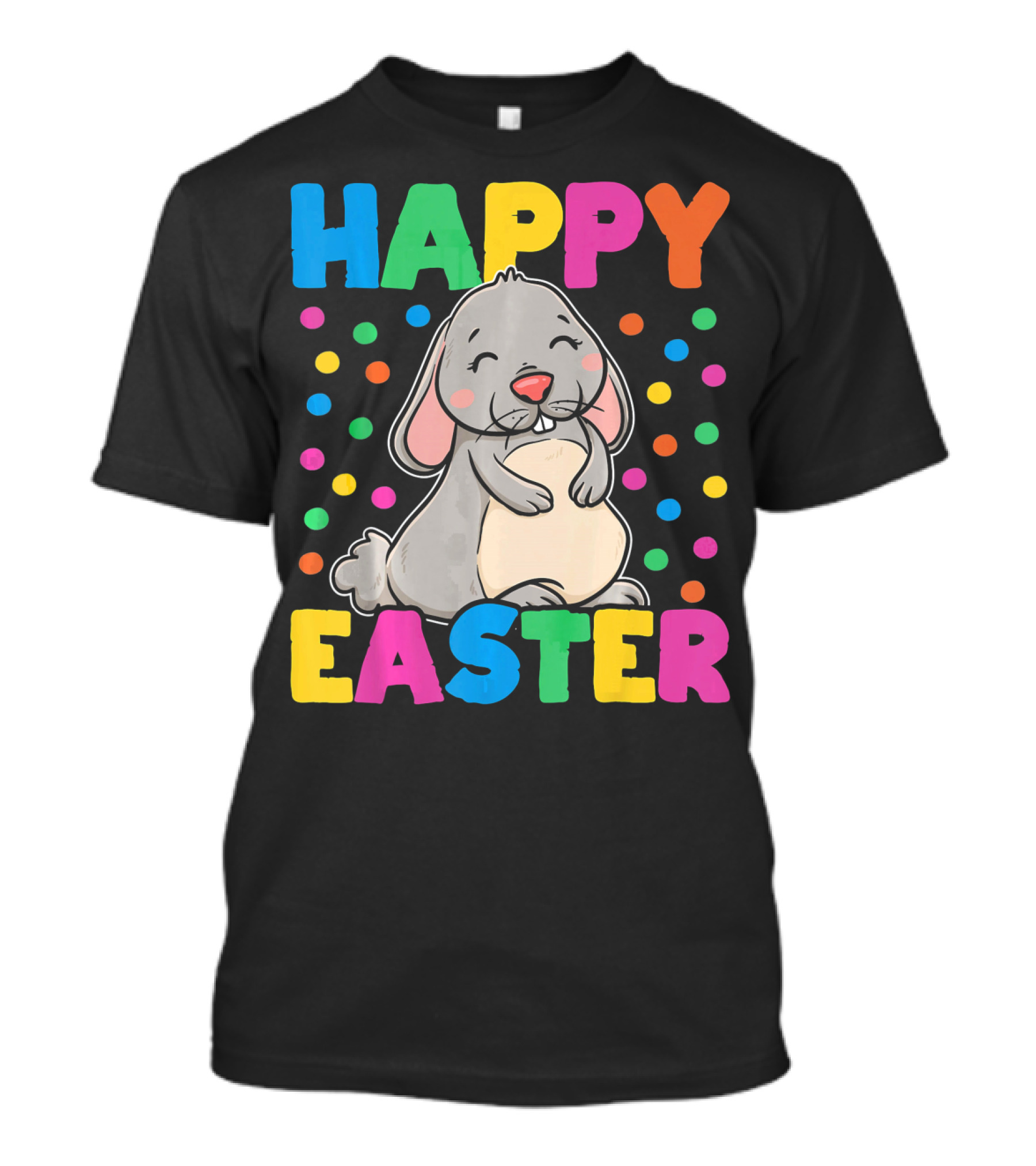 Happy Easter Bunny With Colorful Dots T-Shirt