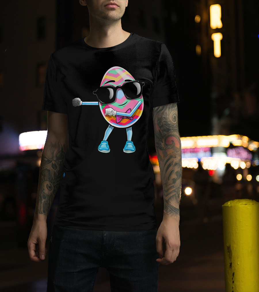 Flossing Easter Egg Kids Funny Dance With Sunglasses T-Shirt