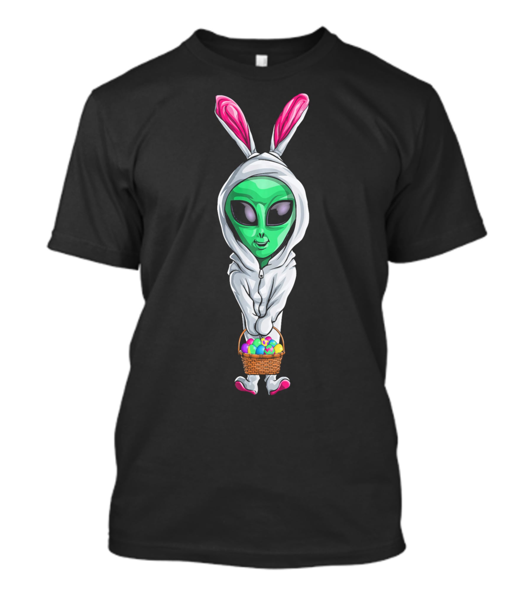 Easter Alien Bunny Costume With Basket Of Colorful Eggs T-Shirt
