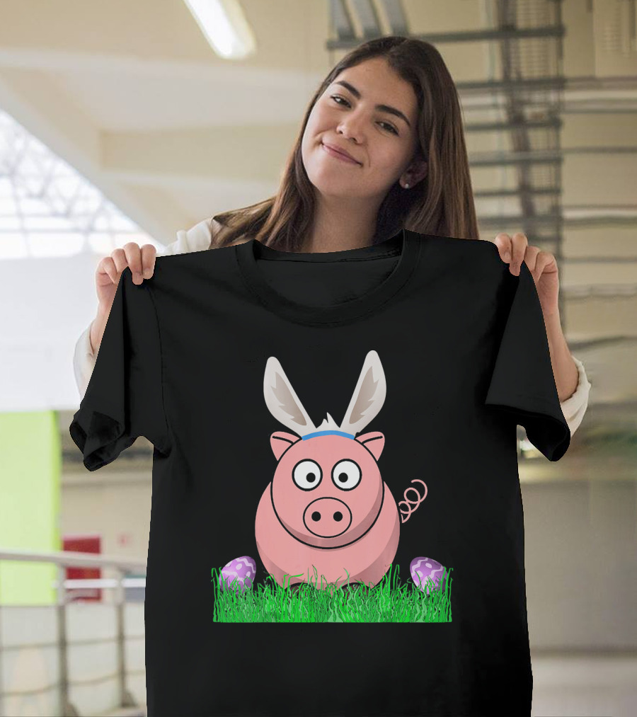 Easter Bunny Piglet With Eggs And Grass T-Shirt