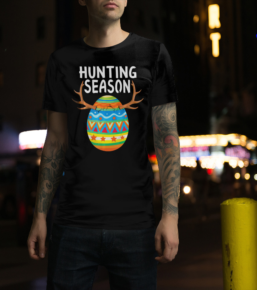 Hunting Season Easter Egg With Antlers T-Shirt