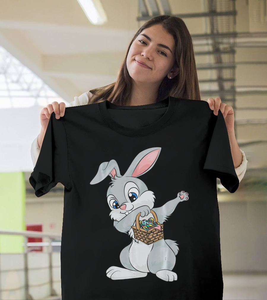 Dabbing Easter Bunny with Cute Basket of Eggs T-Shirt