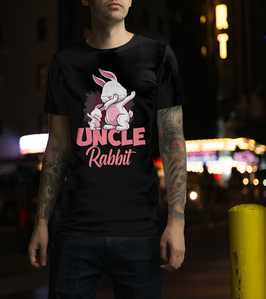 Uncle Rabbit Matching Family Bunny Playful Pink Easter T-Shirt