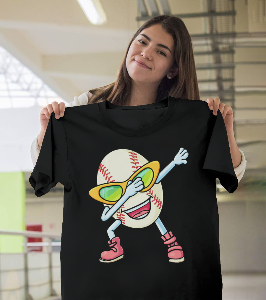 Funny Dabbing Baseball Easter Egg Cartoon T-Shirt