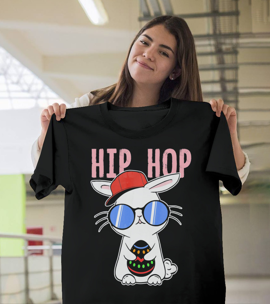 Cool Hip Hop Easter Bunny with Eggs in Sunglasses and Cap T-Shirt