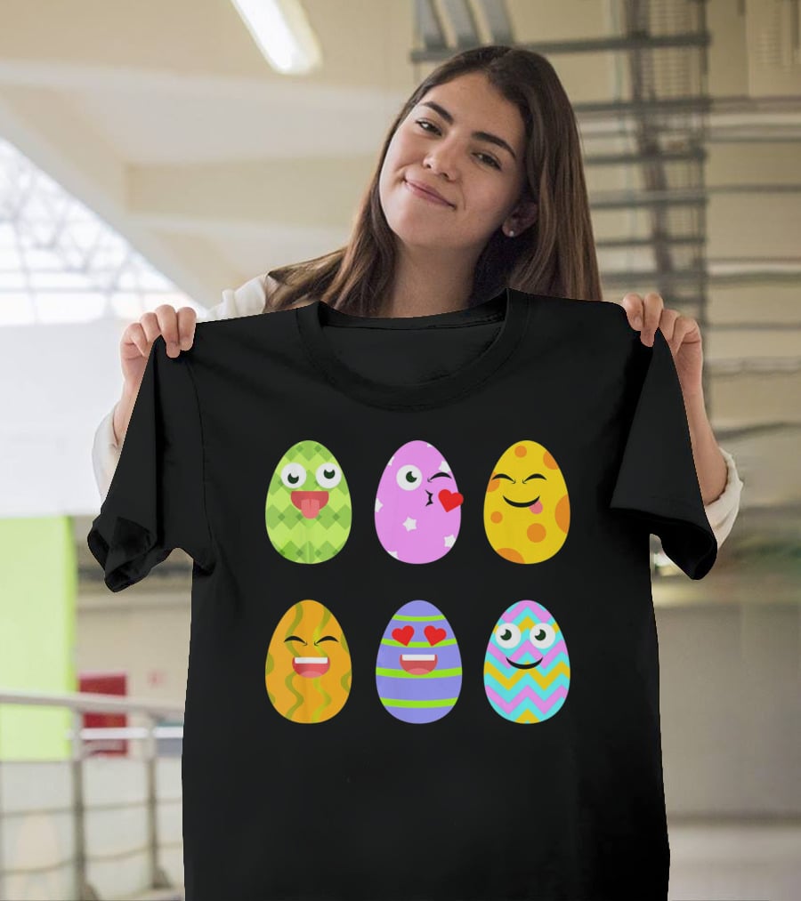 FUNNY EASTER EGG Emoticons Colorful Expressions Collection T-Shirt
