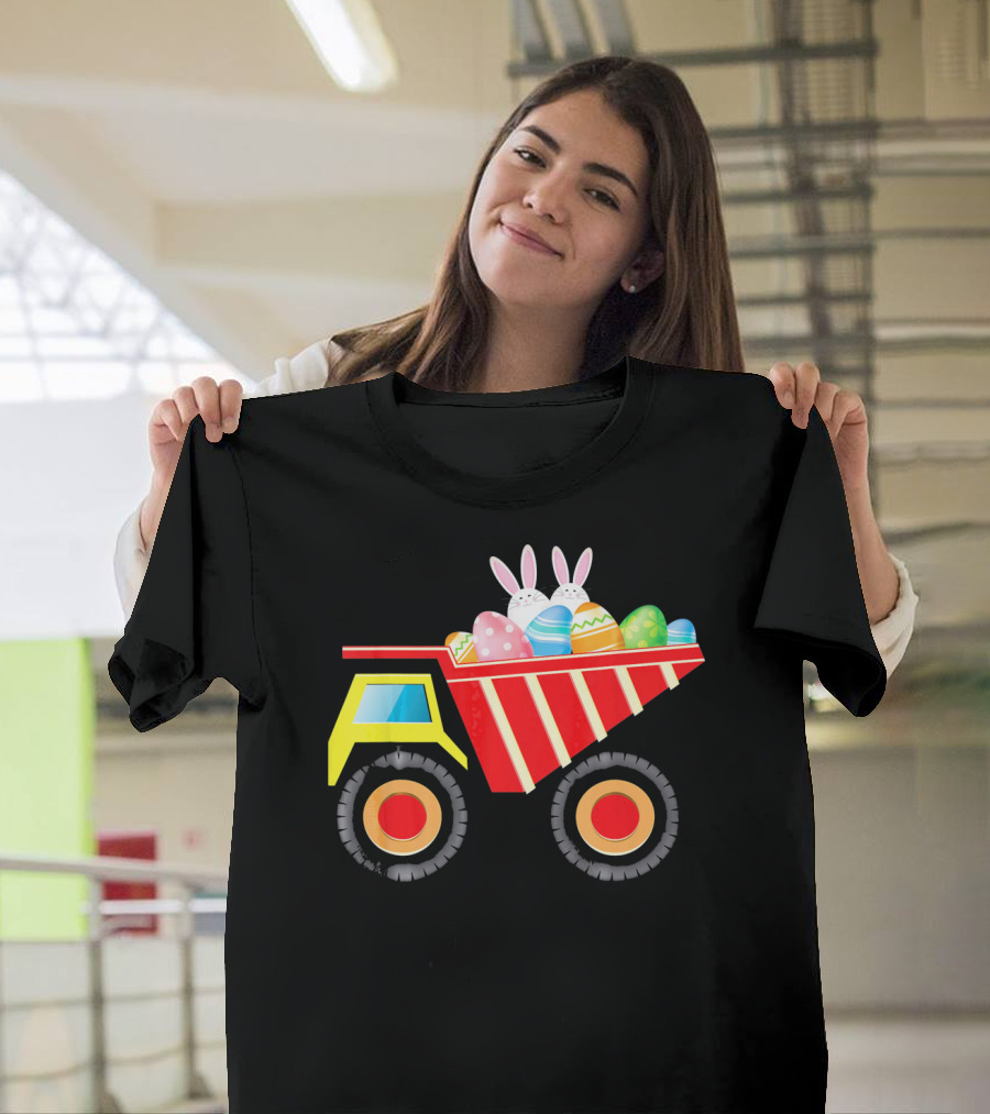 Dump Truck Carrying Easter Day Eggs With Bunny Ears T-Shirt