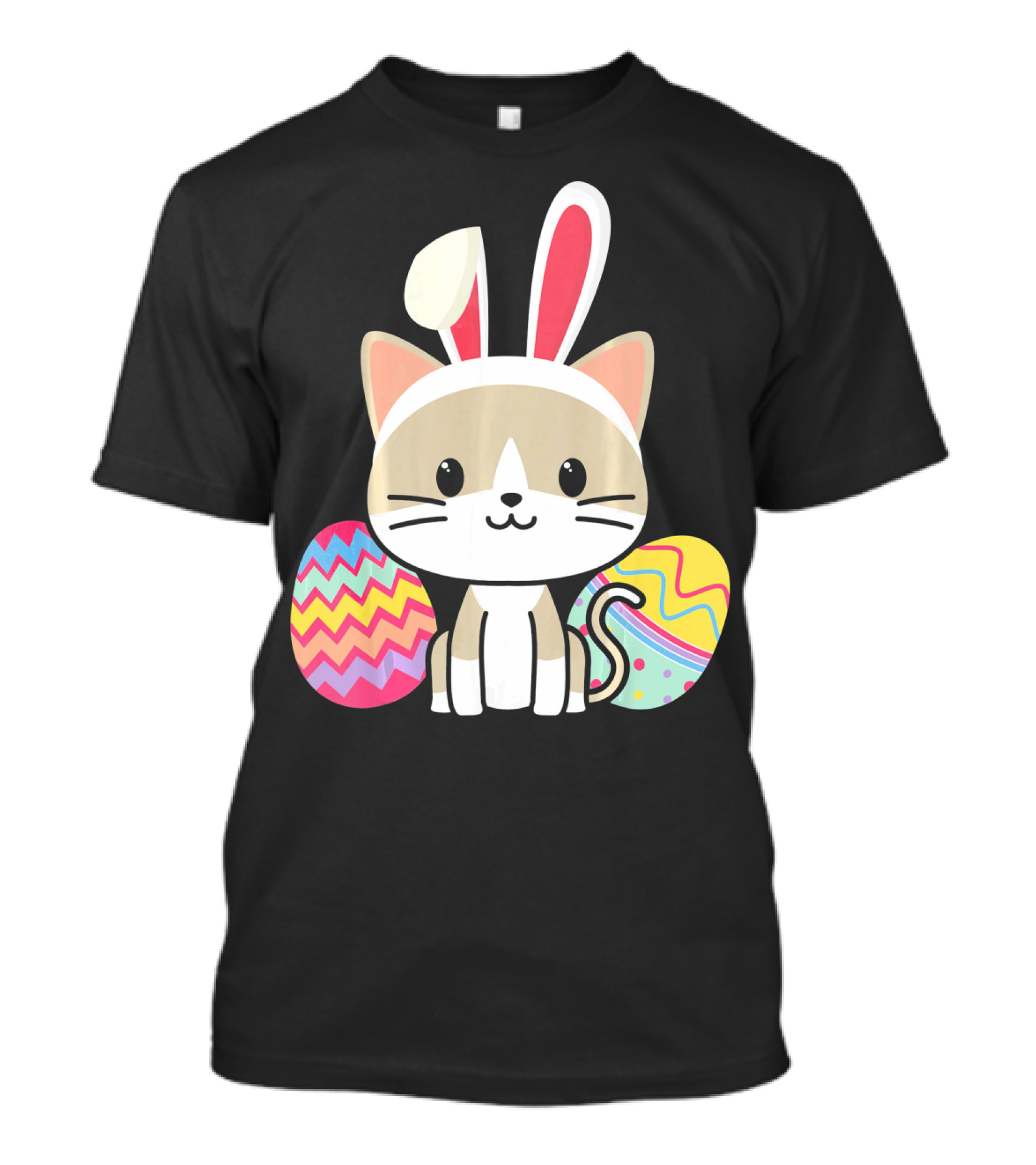 Easter Cat With Bunny Ears And Colorful Easter Eggs T-Shirt
