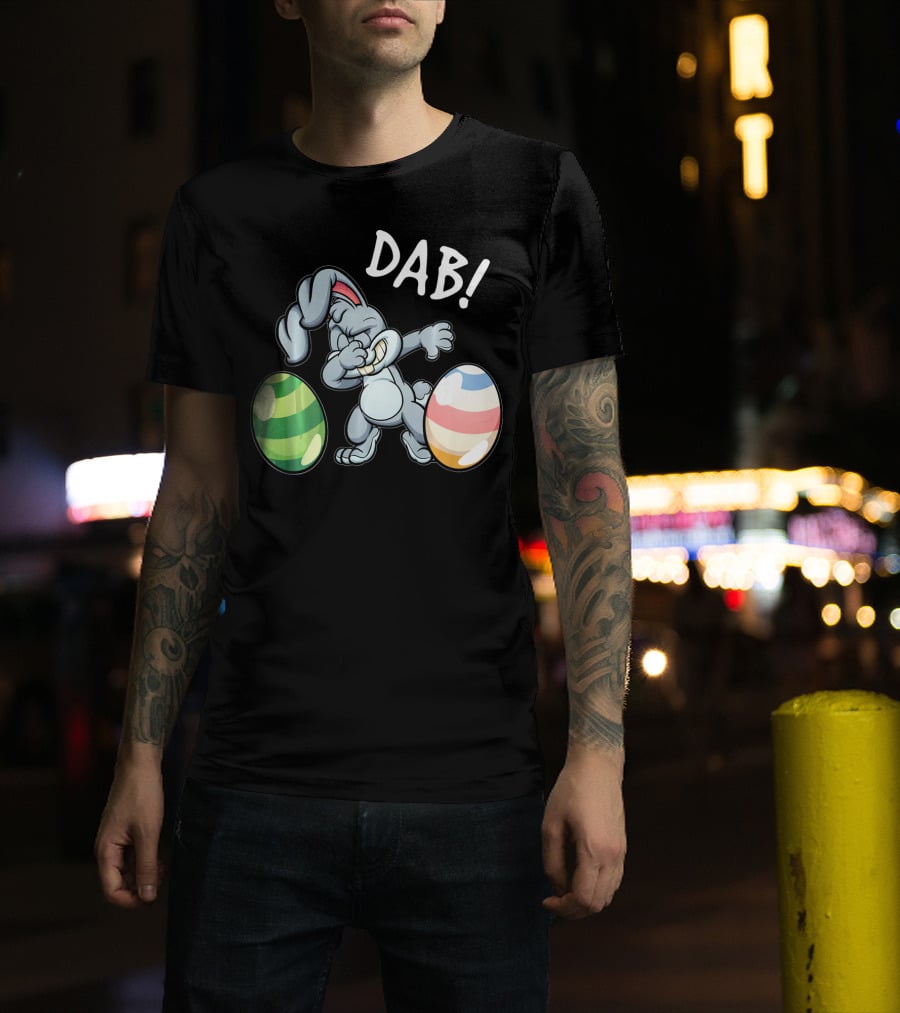 Easter Bunny Dab With Colorful Eggs T-Shirt