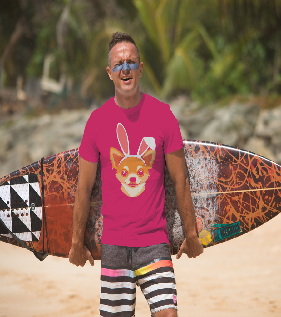 Easter Joy Chihuahua With Bunny Ears Cartoon T-Shirt