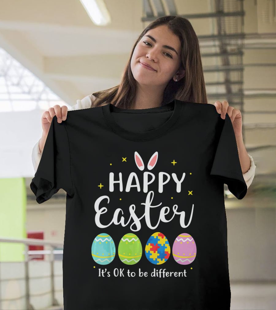 Happy Easter Bunny Puzzle Egg It's OK To Be Different T-Shirt