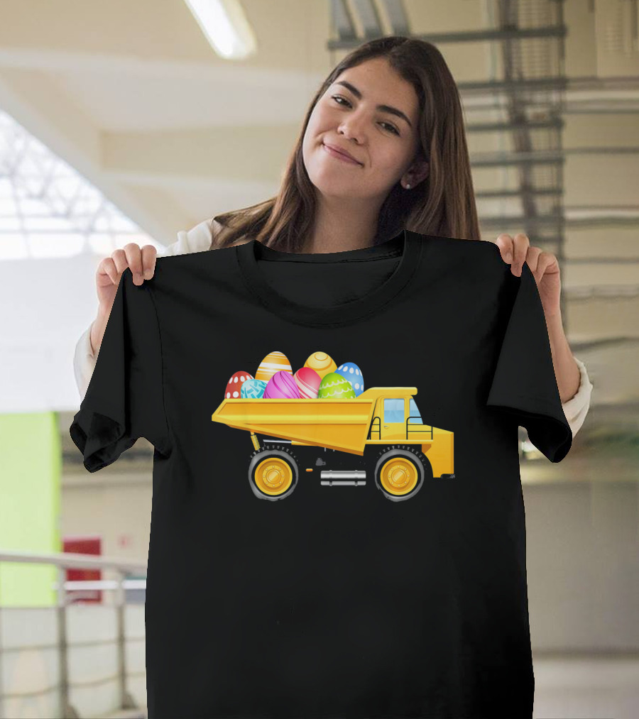 Dump Truck Carrying Colorful Easter Eggs T-Shirt