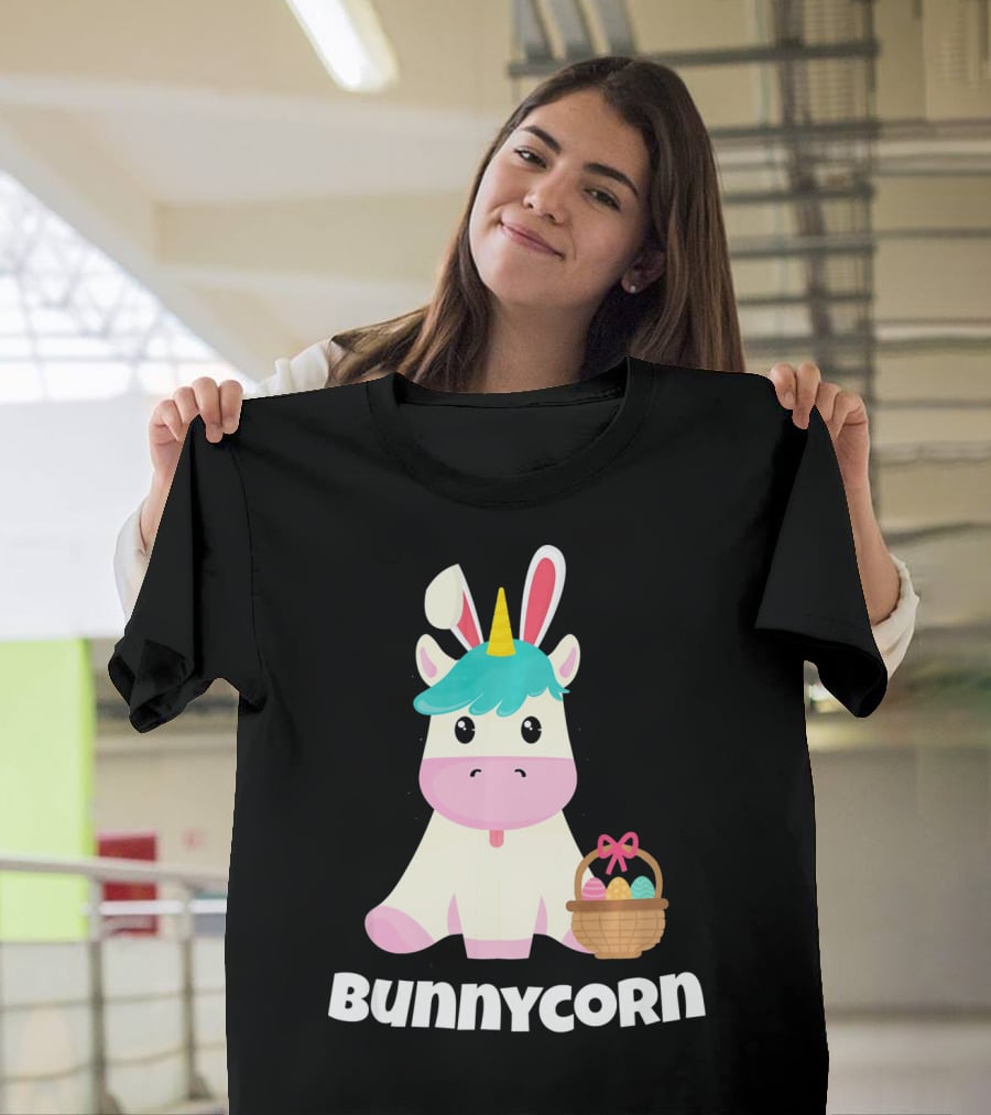 Bunnycorn Easter Unicorn With Bunny Ears And Basket T-Shirt