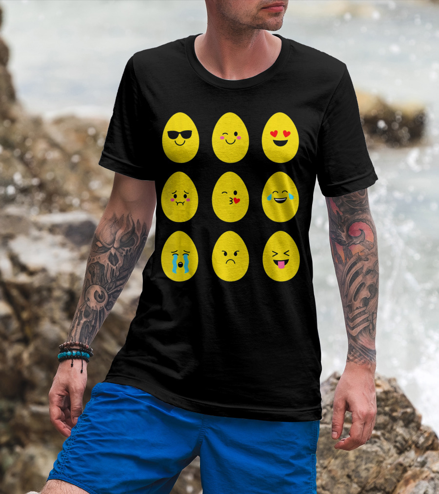 Funny Easter Emoticon Egg Faces With Expressions T-Shirt