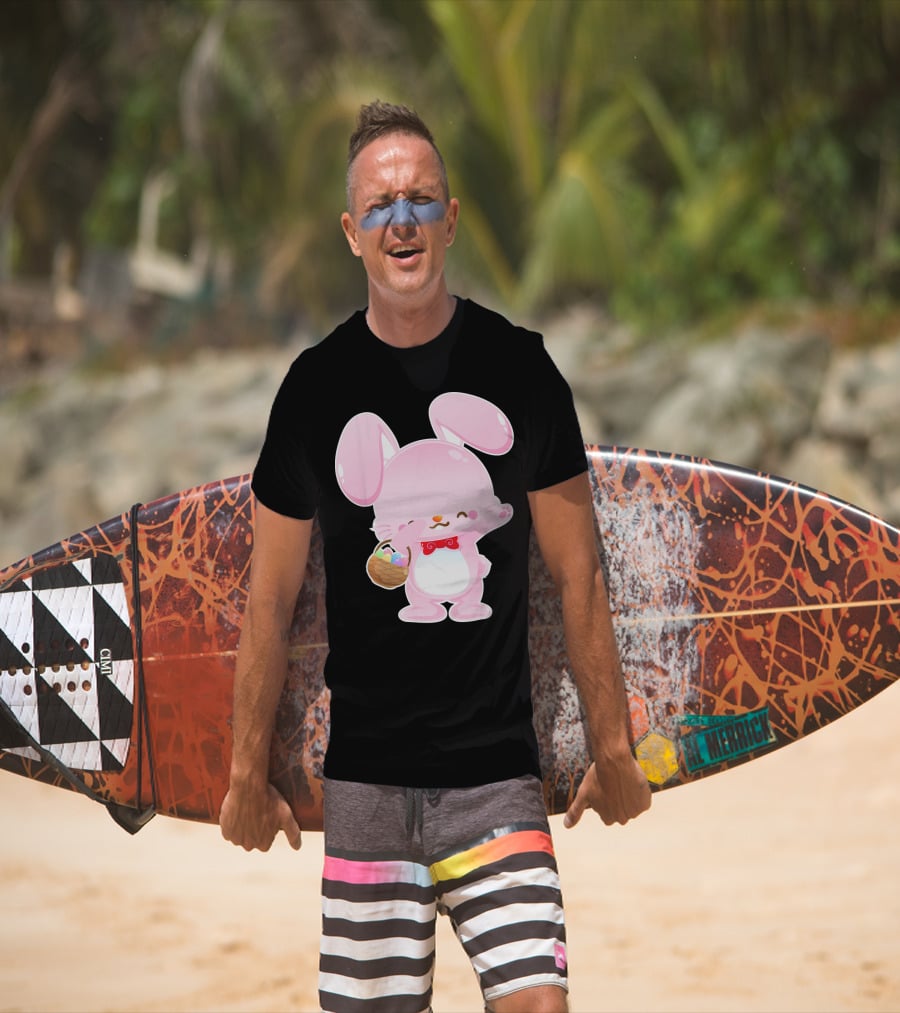 Dabbing Pink Easter Bunny With Egg Basket T-Shirt