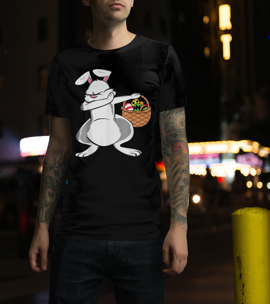 Easter Bunny Dab With Basket Of Colorful Eggs T-Shirt