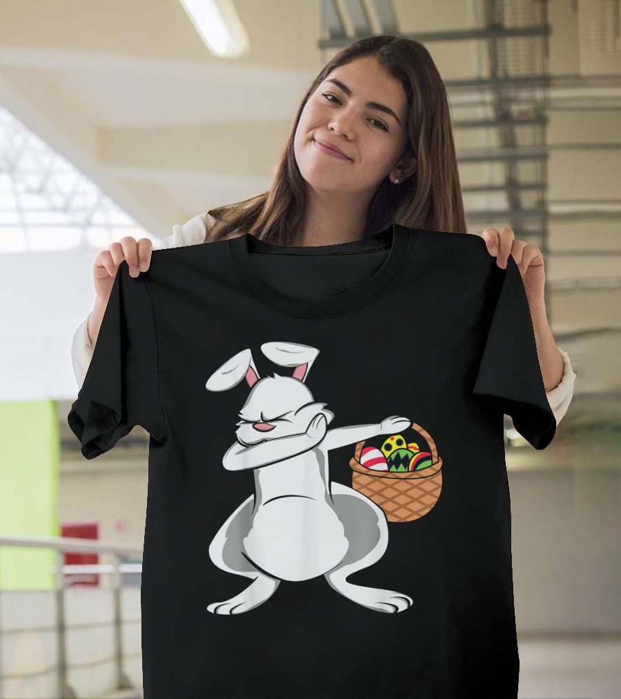 Easter Bunny Dab With Basket Of Colorful Eggs T-Shirt