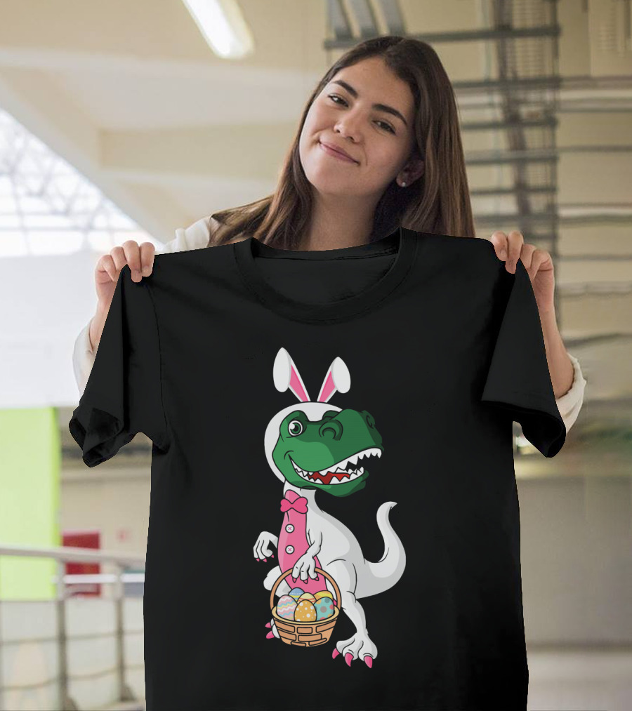 Funny Dinosaur Bunny Rex Easter Basket T-Shirt