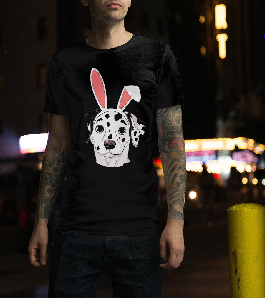 Dalmatian With Bunny Ears For Happy Easter T-Shirt