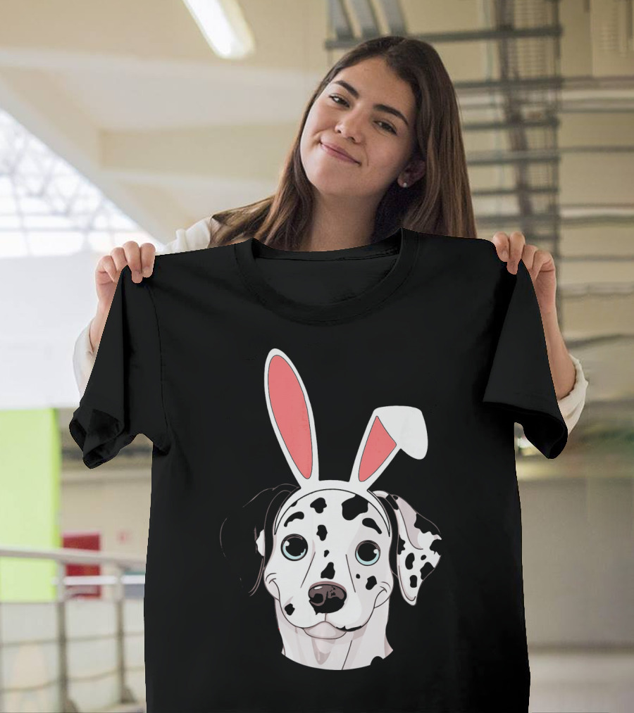 Dalmatian With Bunny Ears For Happy Easter T-Shirt