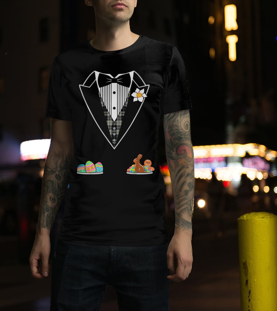 Easter Tuxedo With Eggs Chocolate Bunny And Gingerbread T-Shirt