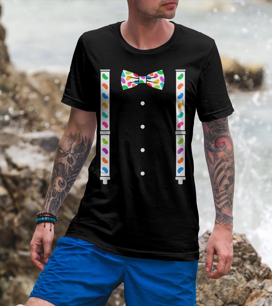 Easter Jelly Beans Bow Tie And Suspenders T-Shirt