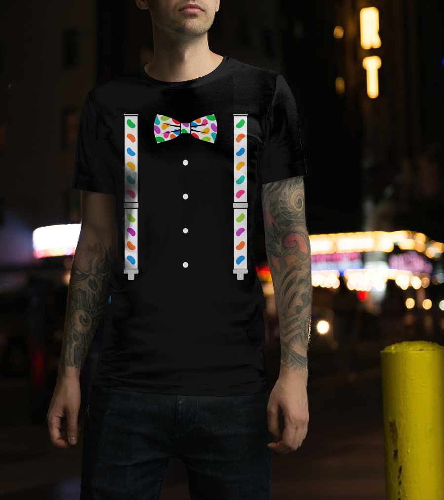 Easter Jelly Beans Bow Tie And Suspenders T-Shirt