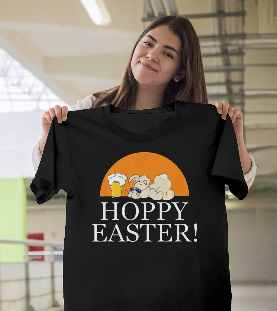 Bunny Lovers Hoppy Easter with Beer and Relaxing Rabbit T-Shirt