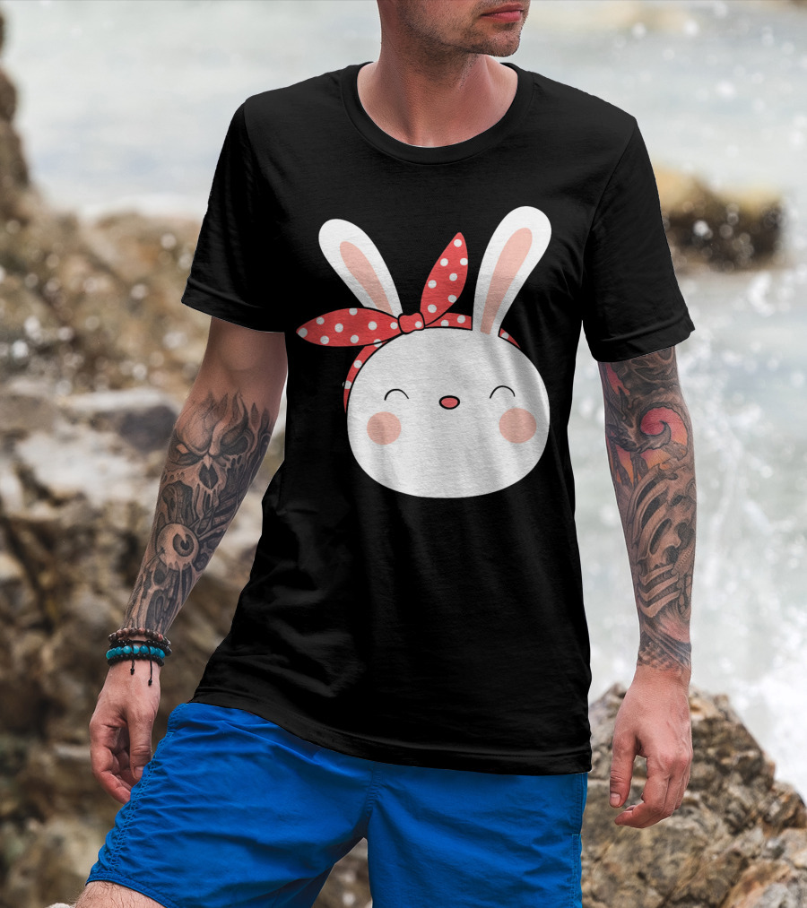 Easter Bunny With Polka Dot Headband T-Shirt
