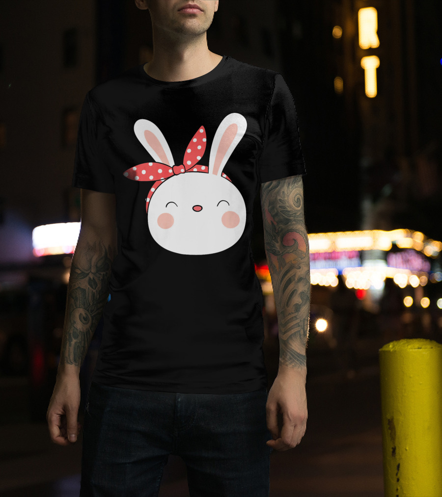 Easter Bunny With Polka Dot Headband T-Shirt