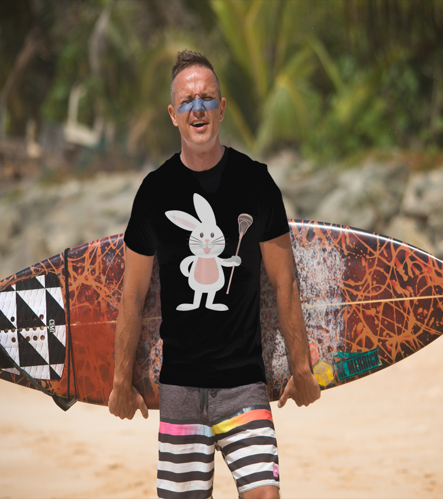 Cute Lacrosse Easter Bunny Holding Stick T-Shirt