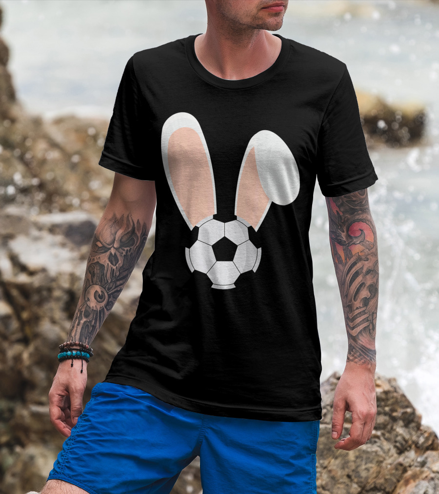 Easter Rabbit Bunny Ears Soccer Ball Combination T-Shirt