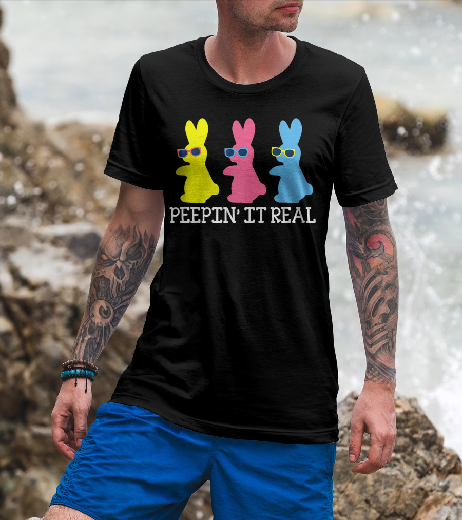 Peepin It Real Colorful Easter Bunny Sunglasses Trio T-Shirt