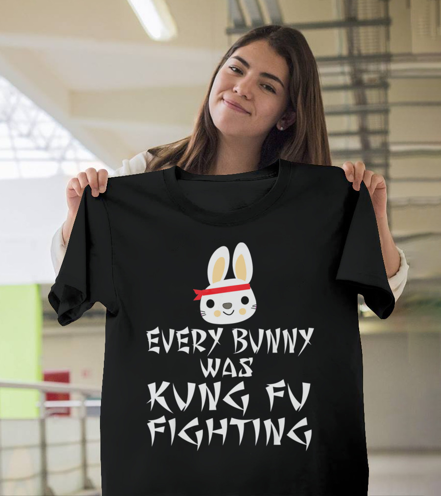 Every Bunny Was Kung Fu Fighting Bunny with Red Bandana T-Shirt