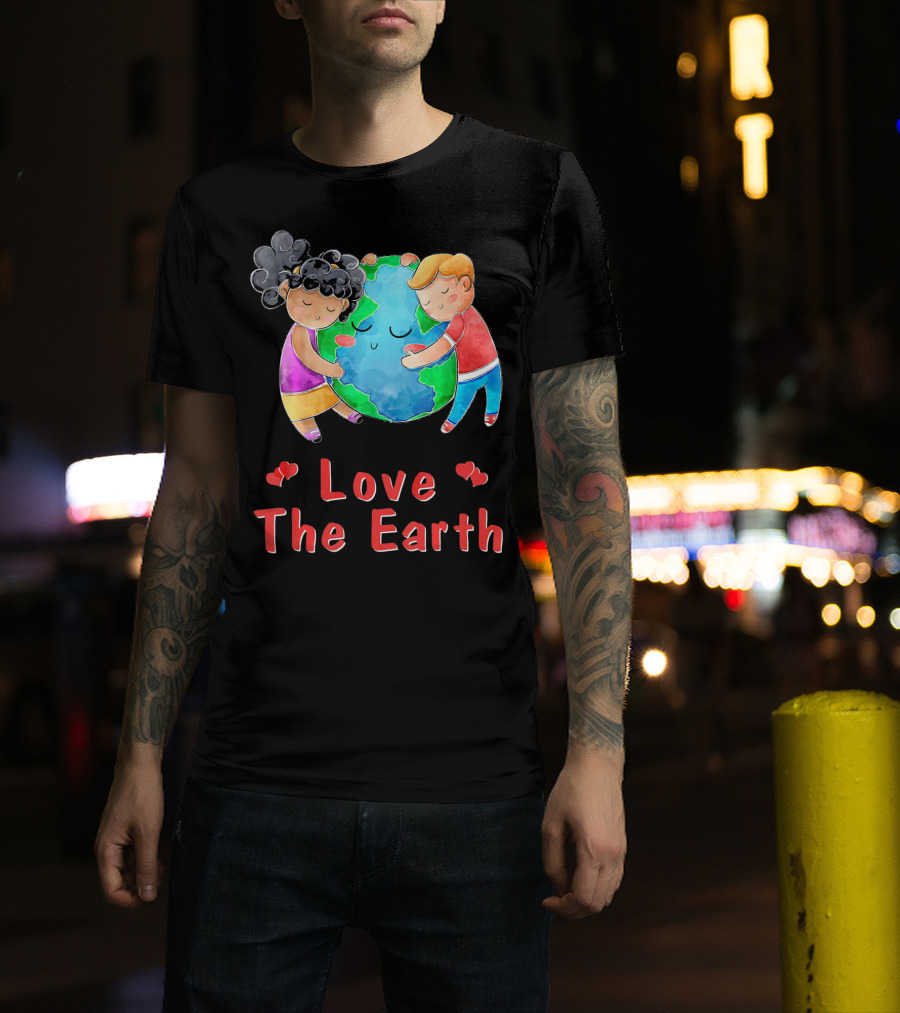 Love The Earth Children Hugging Globe T-Shirt