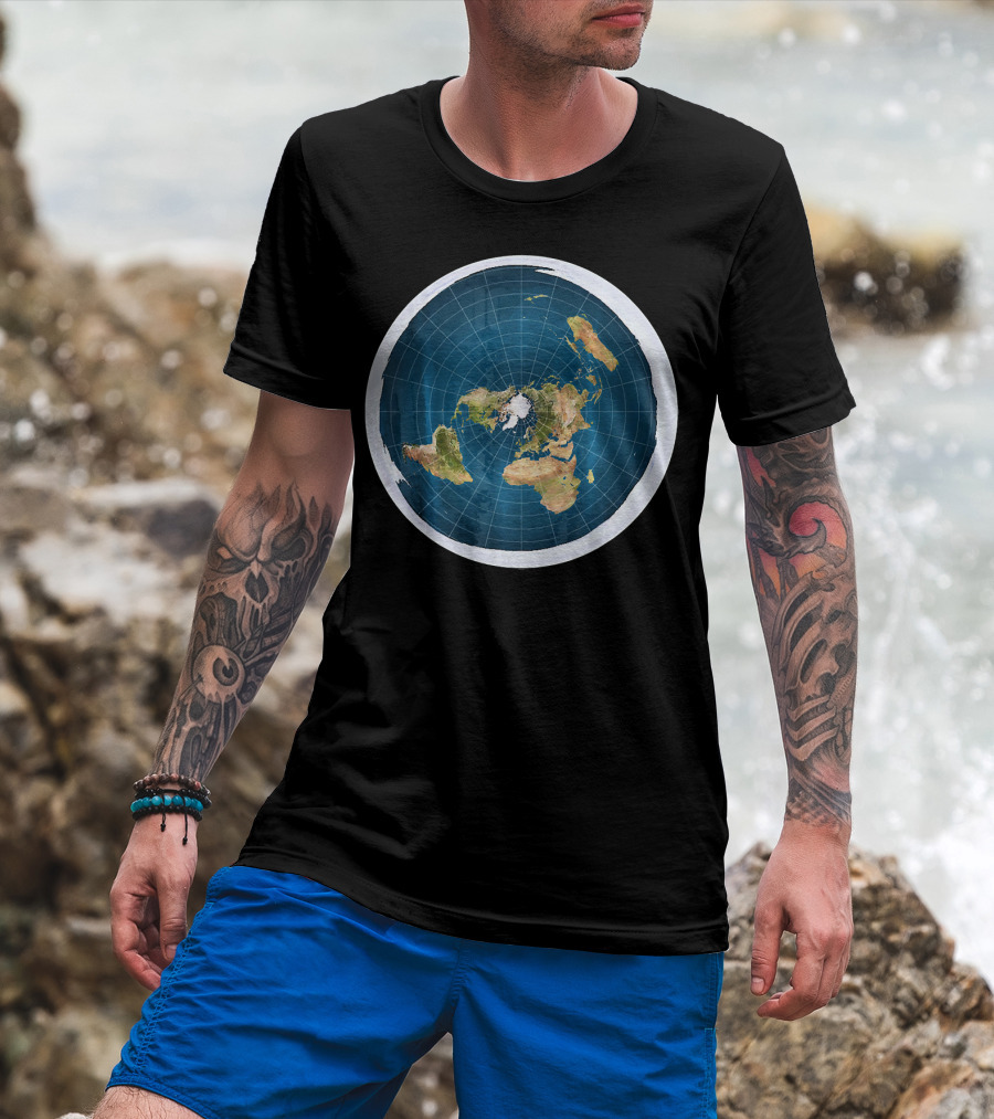 Map Of The Flat Earth Circular Projection T-Shirt