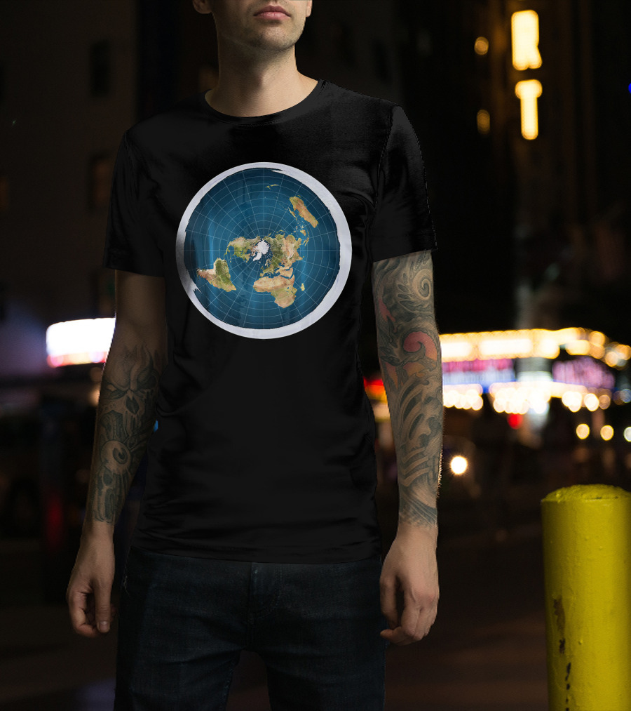 Map Of The Flat Earth Circular Projection T-Shirt