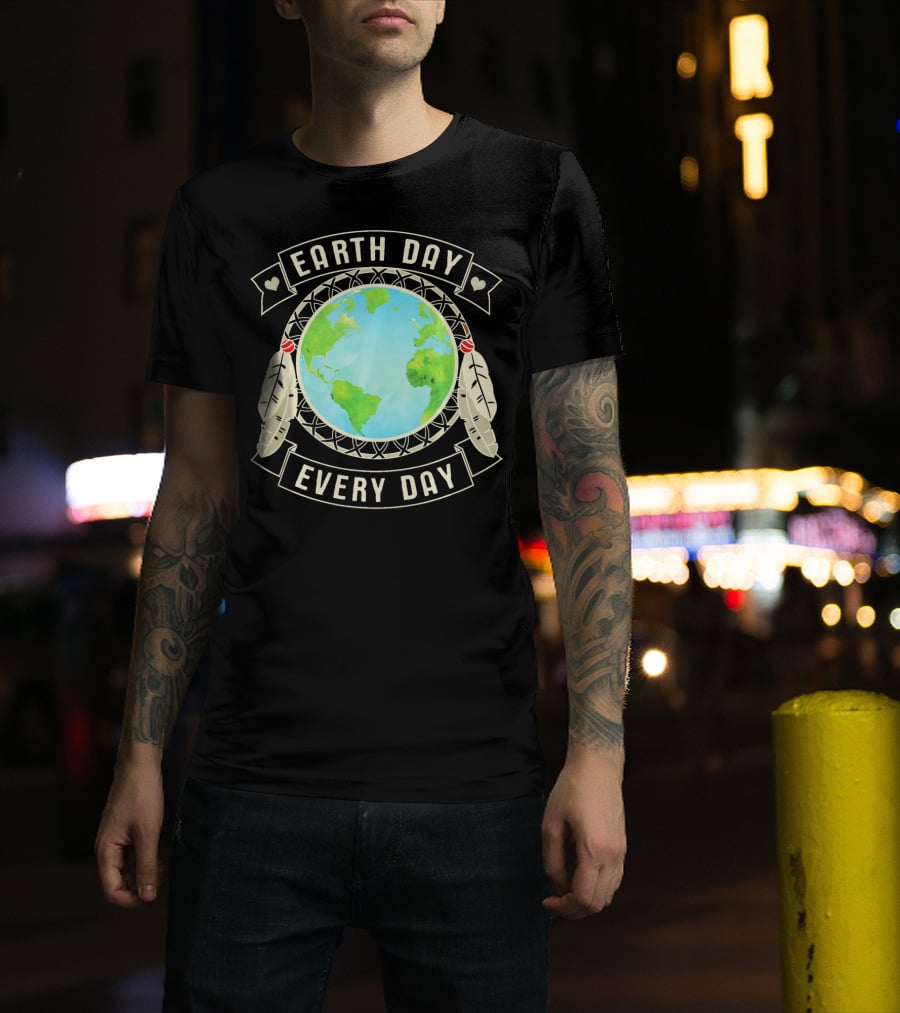 Earth Day Every Day Dreamcatcher Globe Feathers T-Shirt