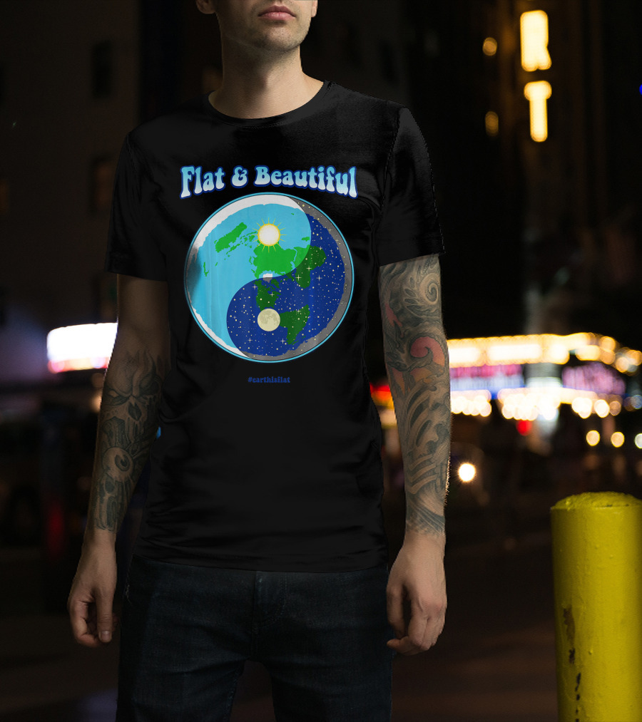 Flat And Beautiful Earth Ying Yang #earthisflat T-Shirt
