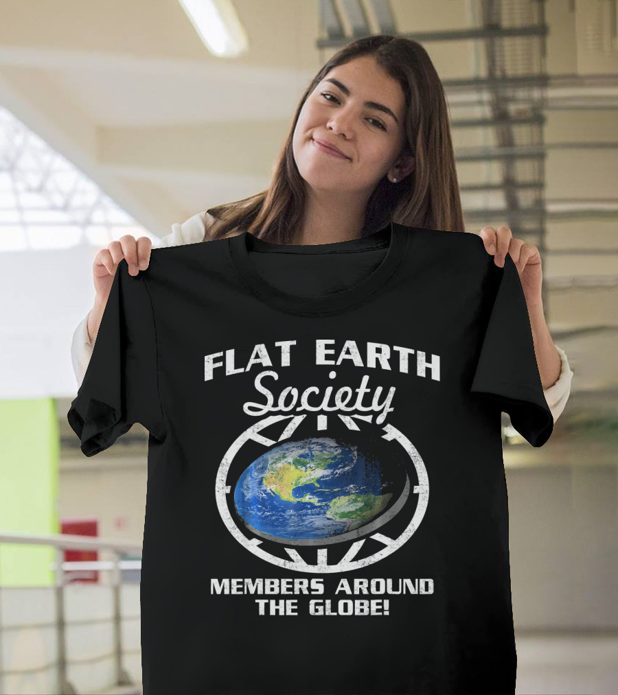 Flat Earth Society Members Around the Globe Planet Map T-Shirt