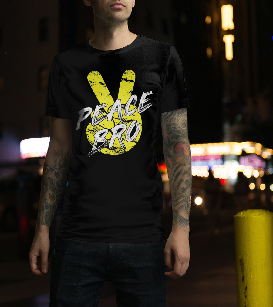 PEACE Bro Peace Sign Yellow Tex T-Shirt