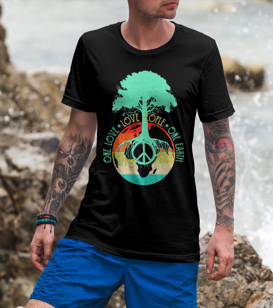 One Love People One Earth Peace Tree T-Shirt