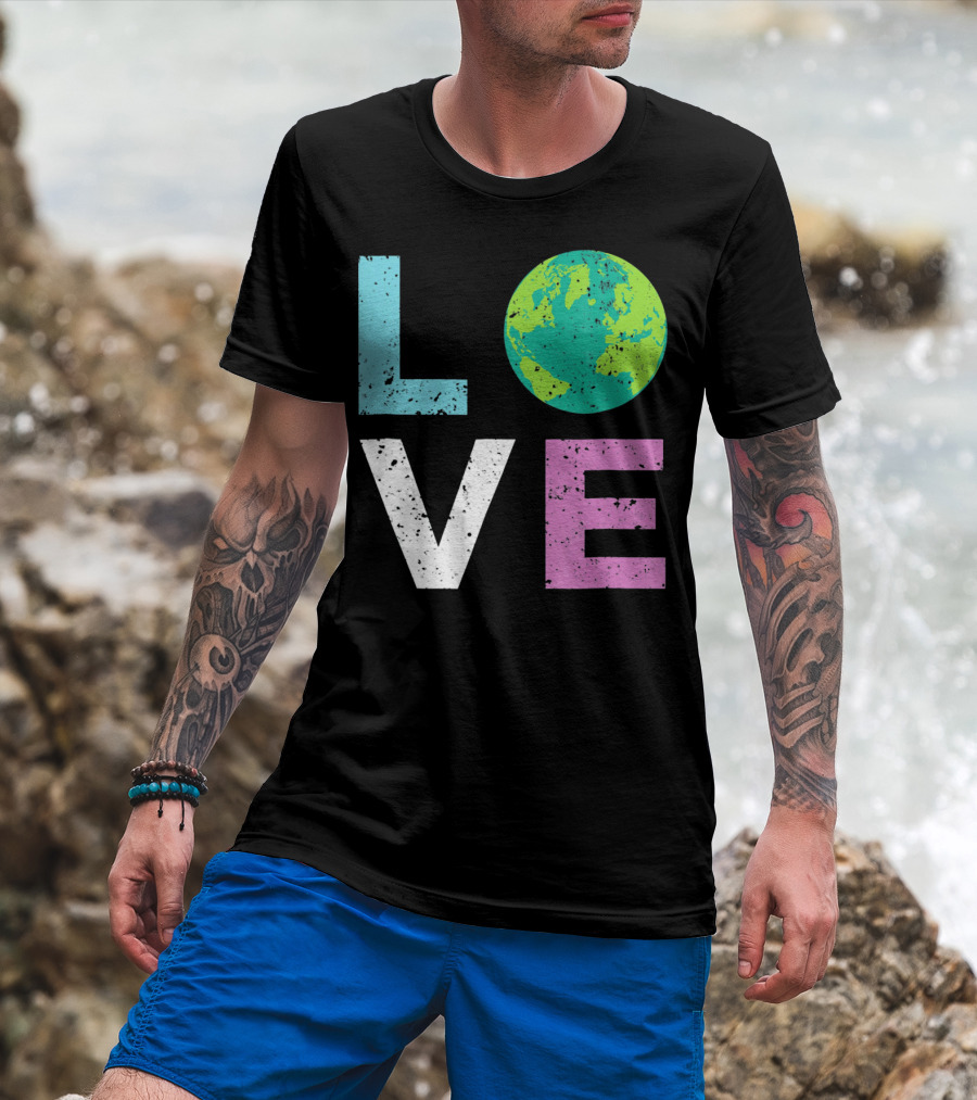 LOVE Earth Day With Globe Vin Earth T-Shirt