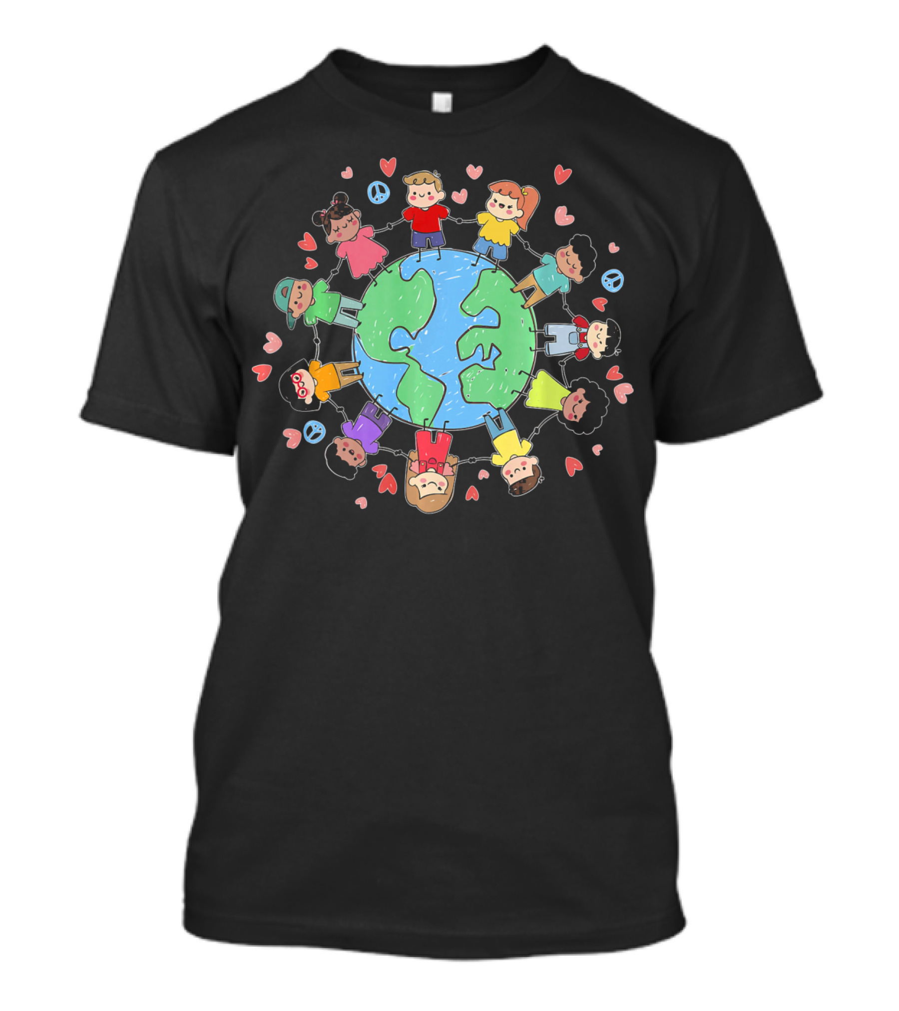 Children Holding Hands Around The World For Earth Peace And Love T-Shirt