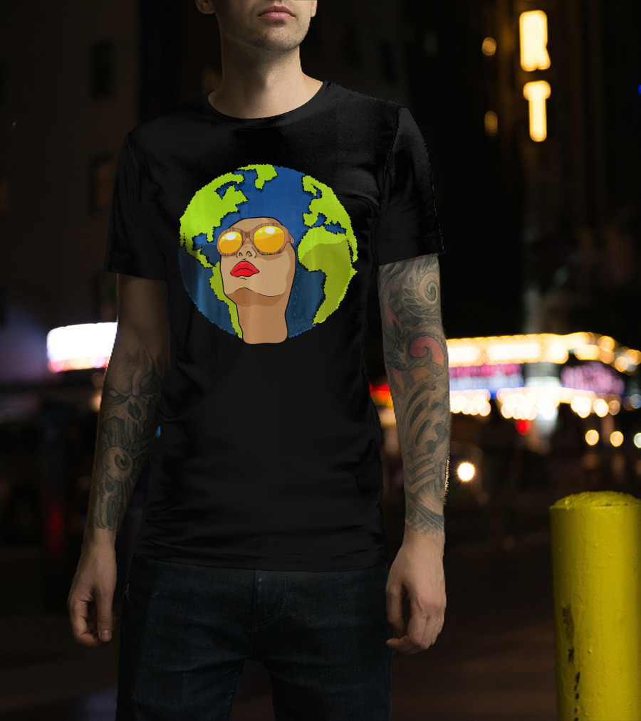 Arbor Mother Earth Day Sunglasses Reflection Globe Face T-Shirt