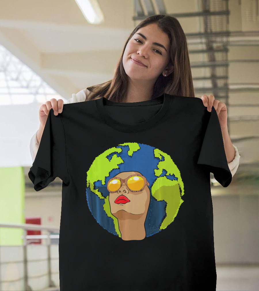 Arbor Mother Earth Day Sunglasses Reflection Globe Face T-Shirt