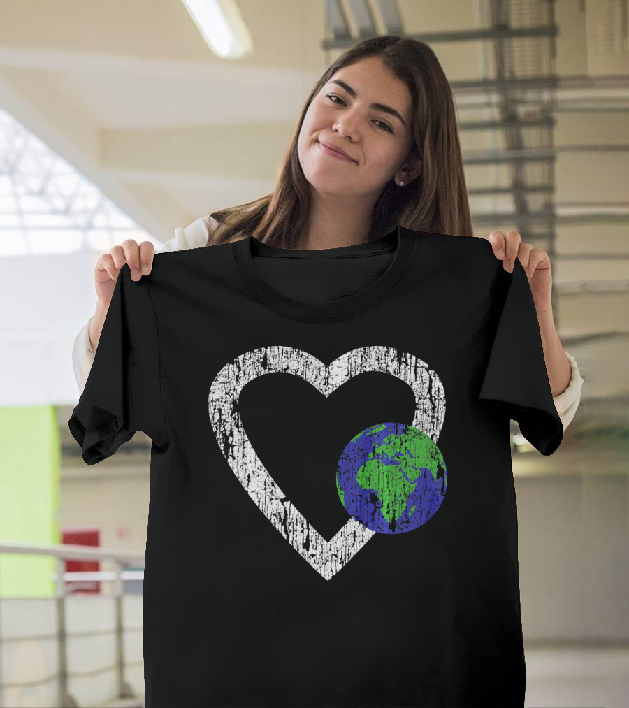 I Love Planet Earth Day Climate Change Heart World T-Shirt