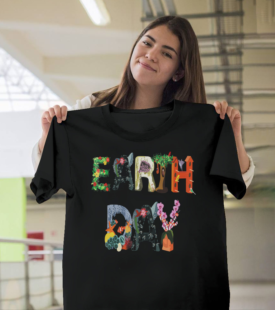 National Earth Day Nature-Themed Lettering T-Shirt