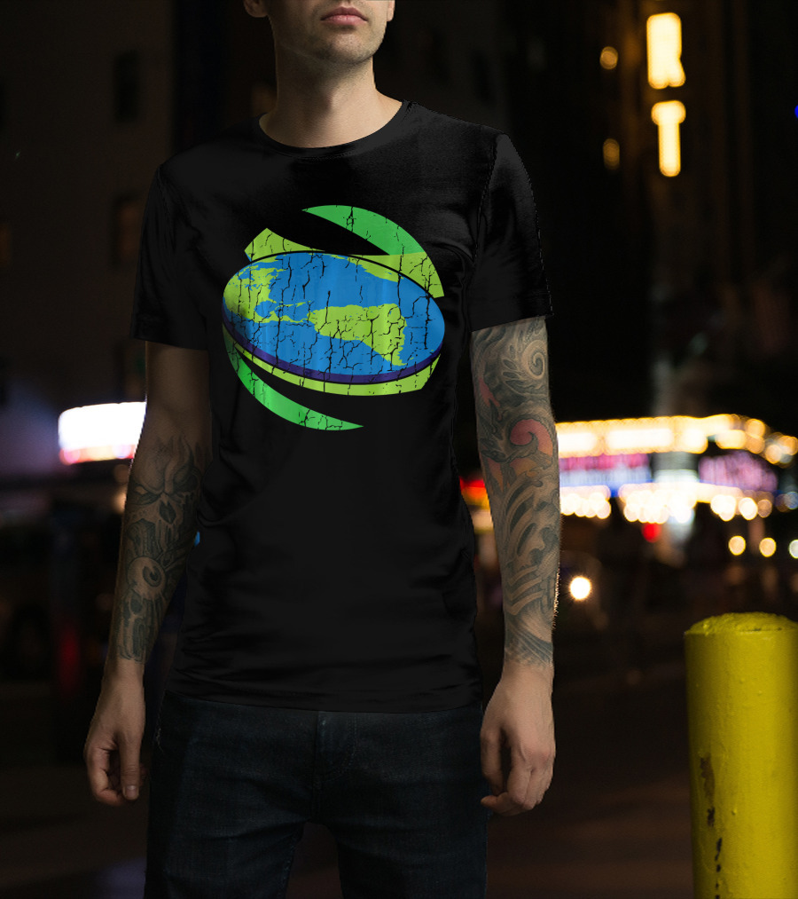 Flat Earth Flat Earther Planet Cracked Globe T-Shirt
