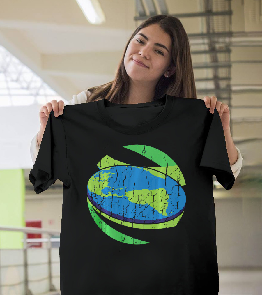 Flat Earth Flat Earther Planet Cracked Globe T-Shirt